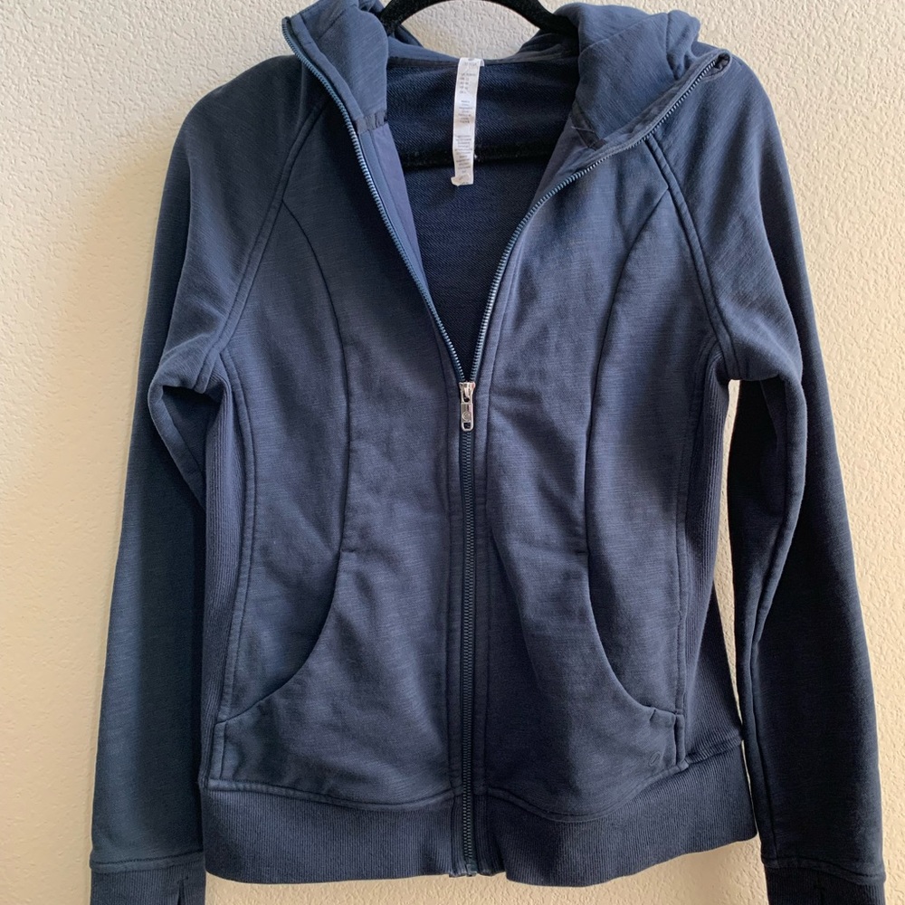 CRZ YOGA Women's Cotton Full Zip Hoodie with Thumb Holes